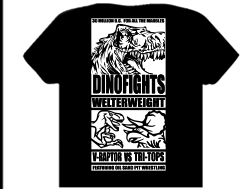 DinoFights$22Dinosuar fight card between raptor and triceratops